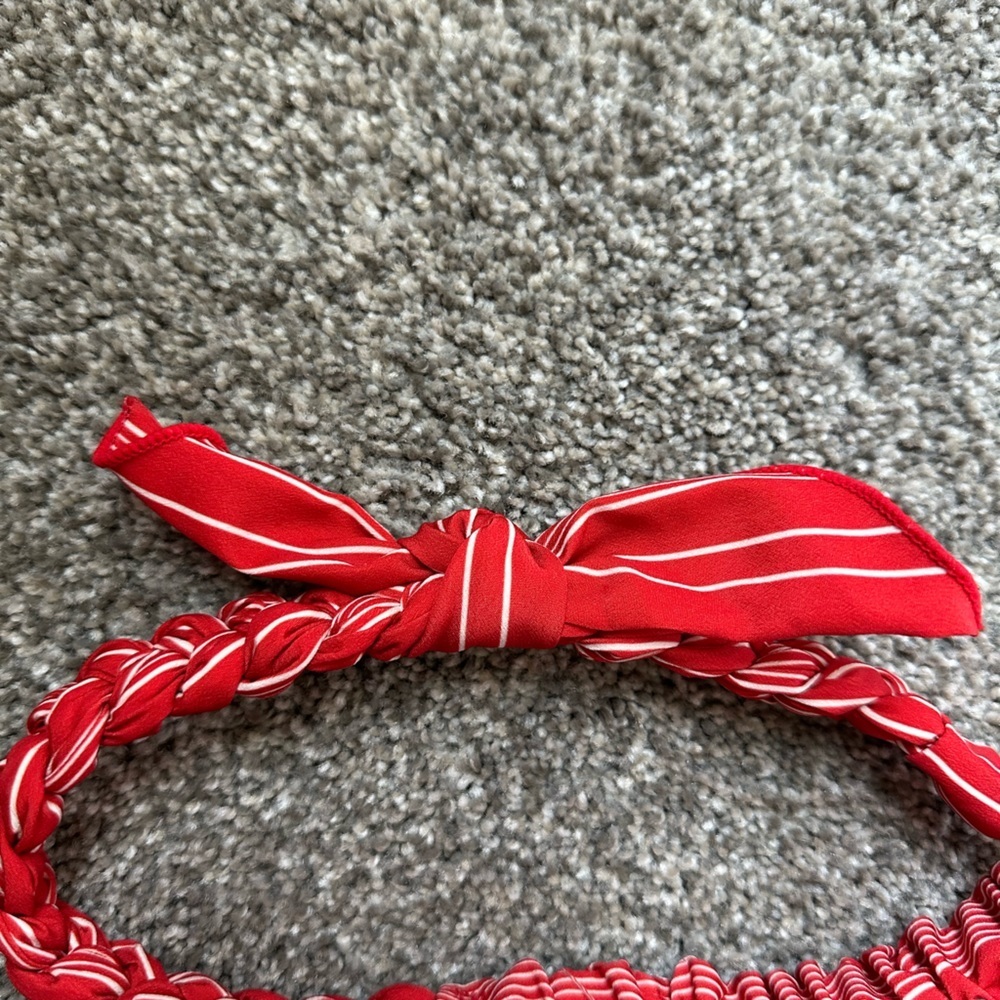 Boutique Braided Headband w/Bow Knot Elastic Wrap Around Red & White One Size - Picture 6 of 9